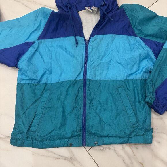 Vtg 90s Pro Spirit Colorblock Windbreaker Jacket S Teal Blue Gorpcore Vaporwave - Picture 11 of 12
